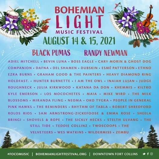 bohemian light music festival 2021 fort collins colorado black pumas randy newman
