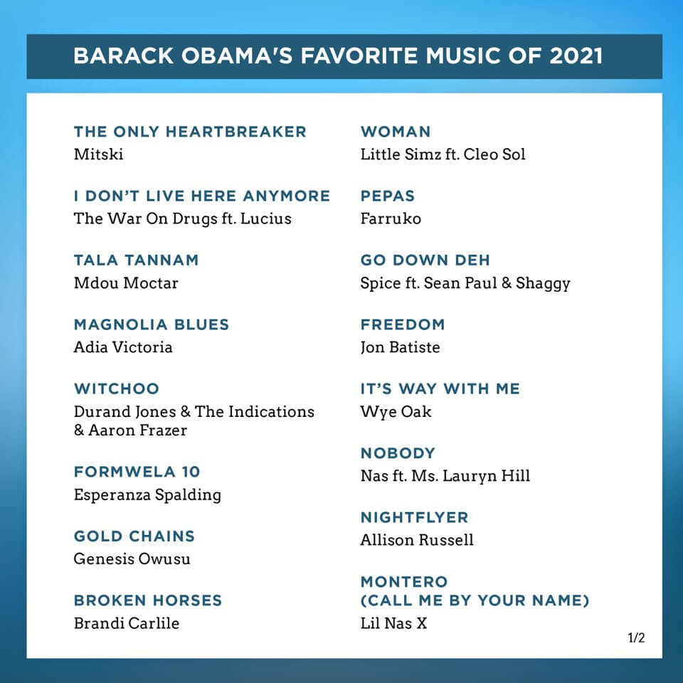 obama favorite songs 2021 