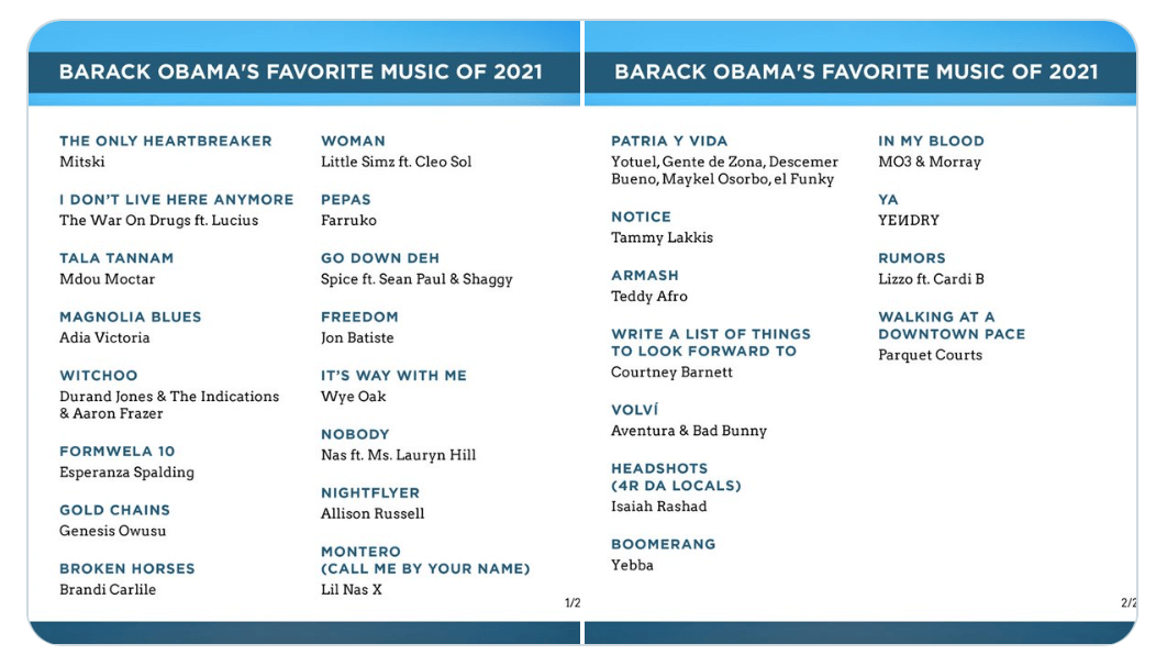 Barack Obama shares his favorite songs of 2021 The Colorado Sound