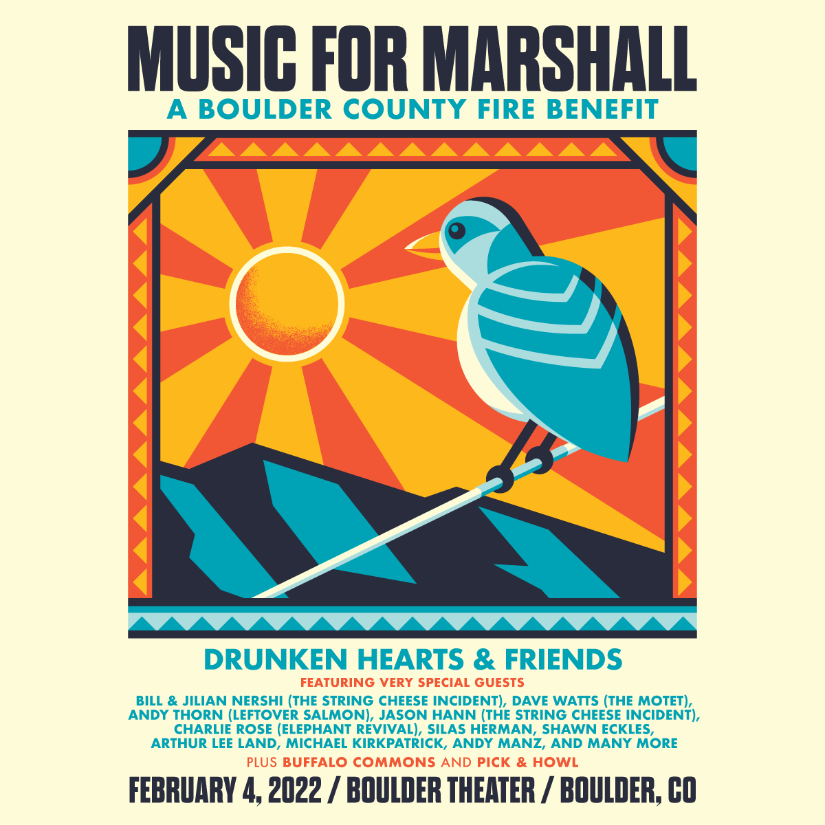 music for marshall benefit concert drunken hearts poster