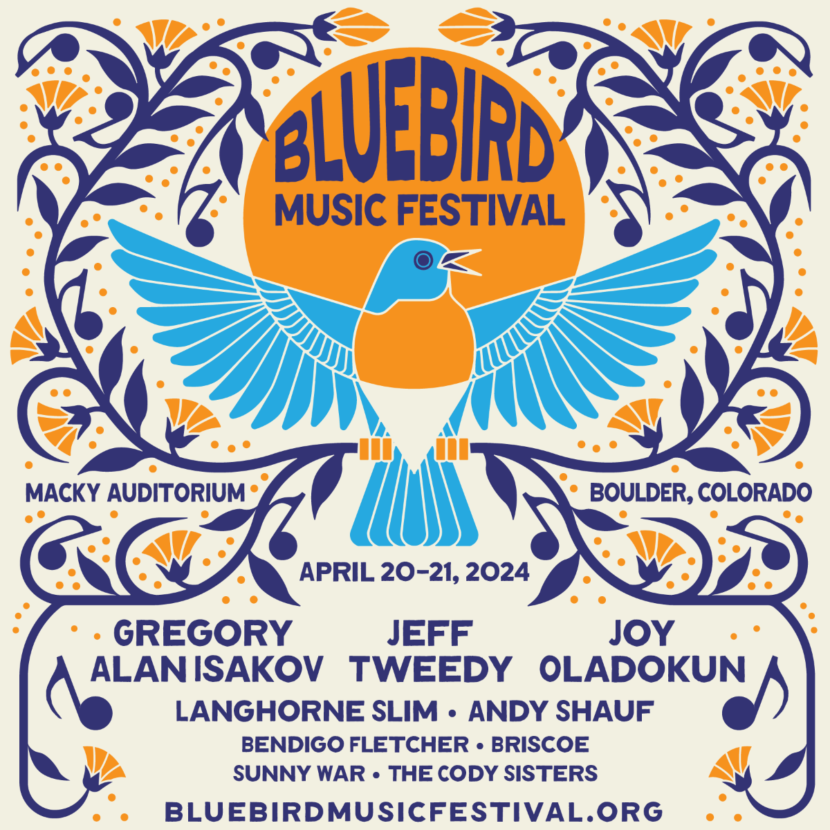 bluebird music festival 2024 lineup gregory alan isakov jeff tweedy joy oladokun